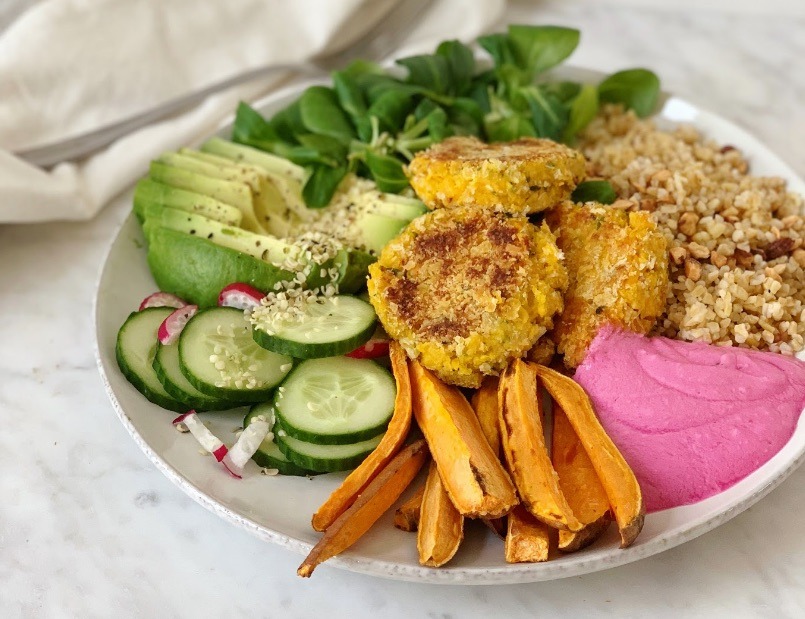 Pompoen falafel bowl